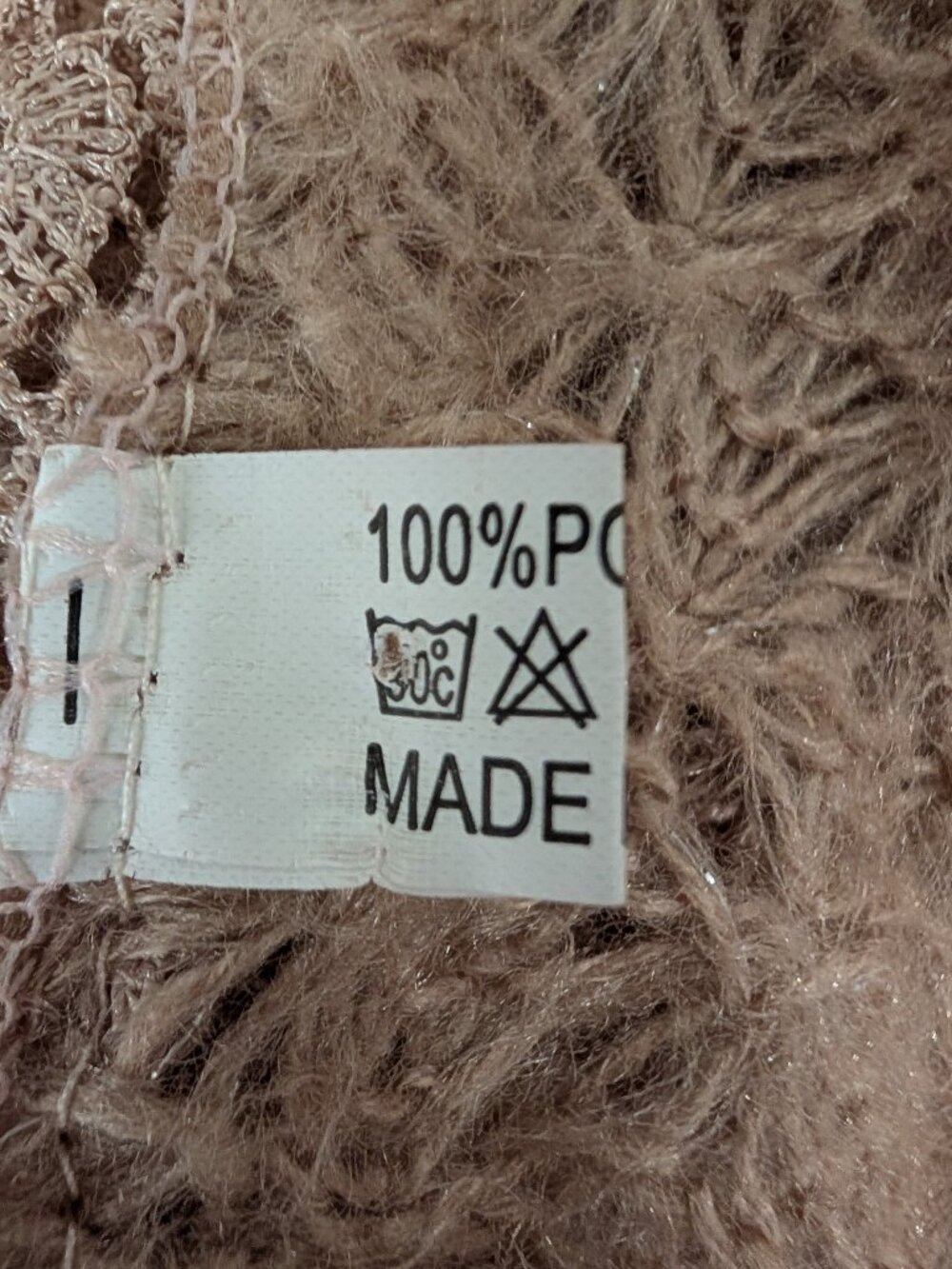 Beige Tasseled Knit Scarf - Picture 4 of 7